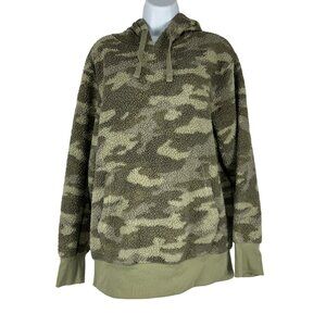 Cozy Softest Sherpa Camo Pullover Hoodie Medium Women Faux Fur Polyester